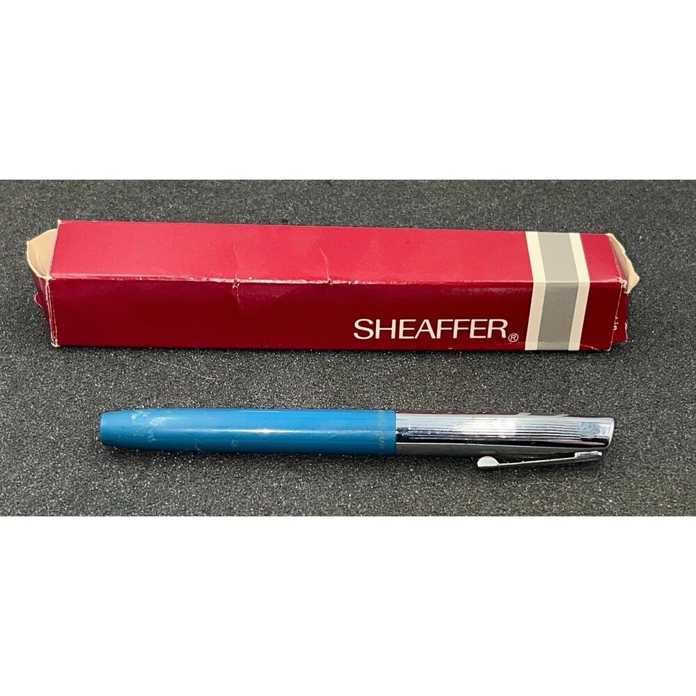 Vintage Sheaffer Blue Fountain Pen With Box